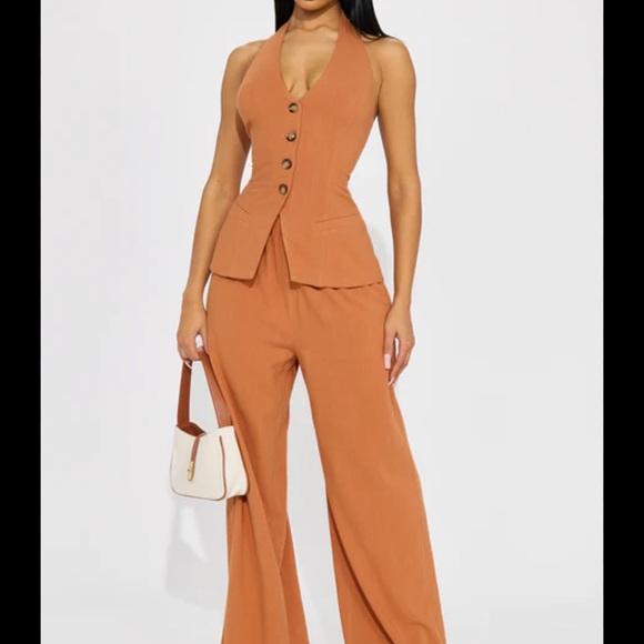 Fashion Nova Pants - Women's Halter set in Tan